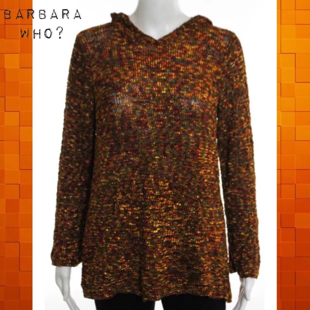 BARBARA WHO? Orange/Red Knit Pocket Hood Sweater